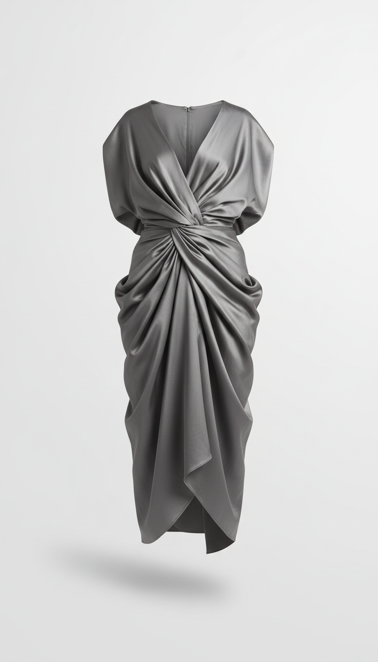 Silk Sculptural Midi Dress