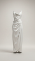 Silk Draped Dress in Porcelain White