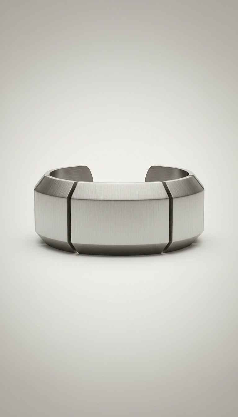 Brushed Metal Geometric Cuff Bracelet