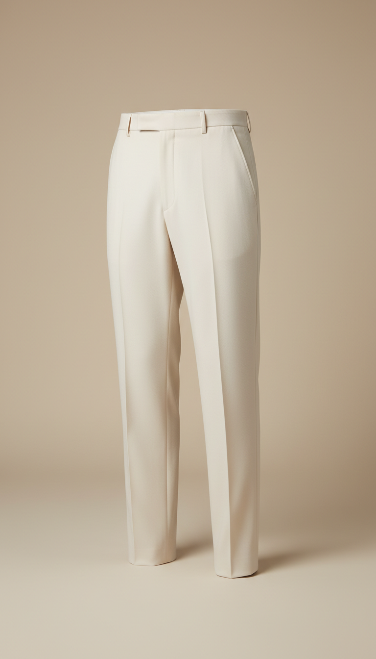 Fine Wool Tailored Trousers in Alabaster Mist